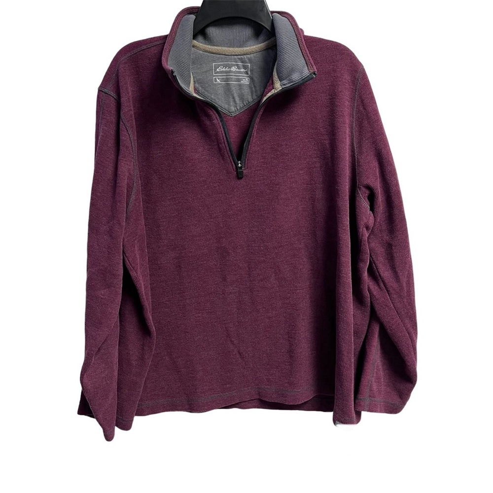 Eddie Bauer Quarterzip Men’s Size XL Red Maroon Fall Holiday Outdoors